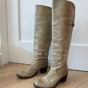 Frye Jane Over the Knee Boots in Taupe Leather 7.5